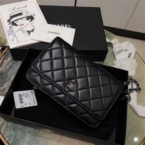 chanel black quilted leather wallet|Classic Wallet On Chain Lambskin Black .